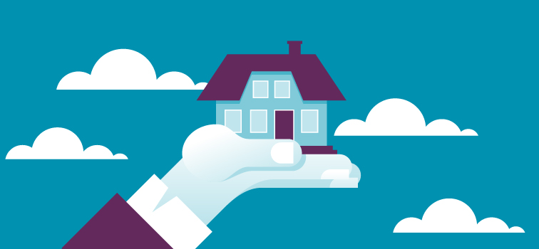 Underinsurance Hand holding a house