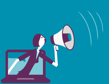 A woman with a loud speaker