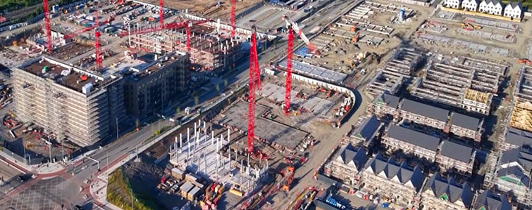Construction site of housing being built