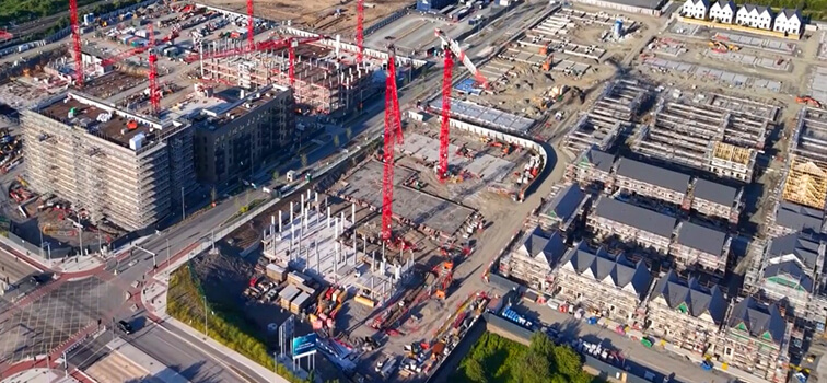 Construction site of housing being built