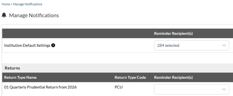 3.2.8 Notifications screen showing permission categories with checkboxes. “Manage Permissions” interface showing check boxes for “Returns Notifications”.