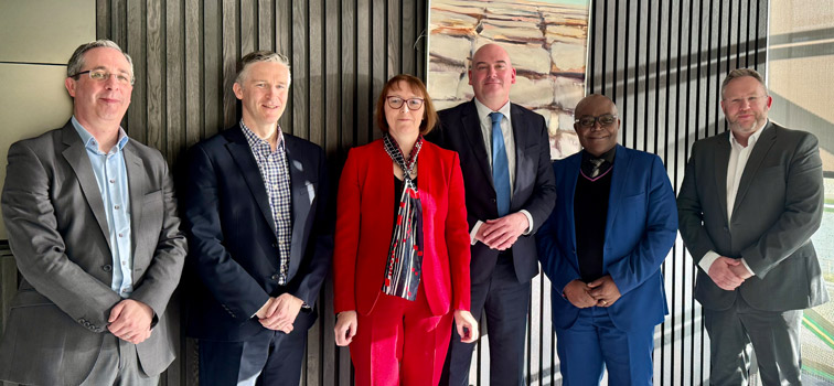 Deputy Governor Sharon Donnery, with Professor James Gleeson, University of Limerick; Professor Noel O’Connor, CEO, Insight; Dr. Chrys Nwga, Insight and Trevor Fitzpatrick and Robert Kelly from the Central Bank of Ireland