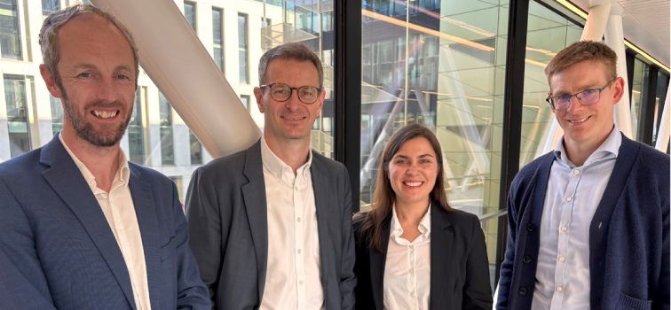 Andrea Ferrero (University of Oxford, second left) with Daragh Clancy, Fergal McCann and Elizaveta Lukmanova during his trip to the Central Bank to discuss monetary policy issues and joint research topics