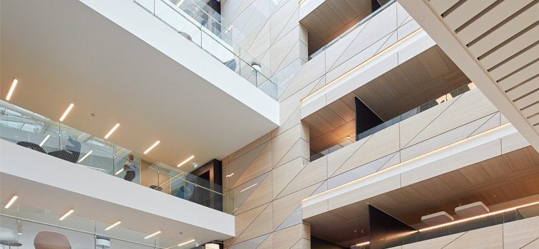 A number of balconies of an interior building