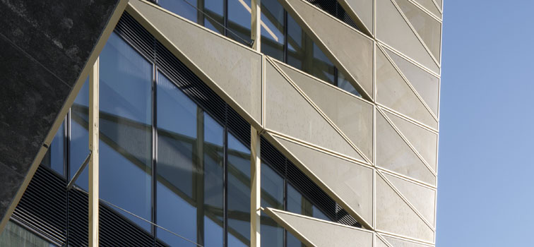 Central Bank of Ireland Building with blue sky